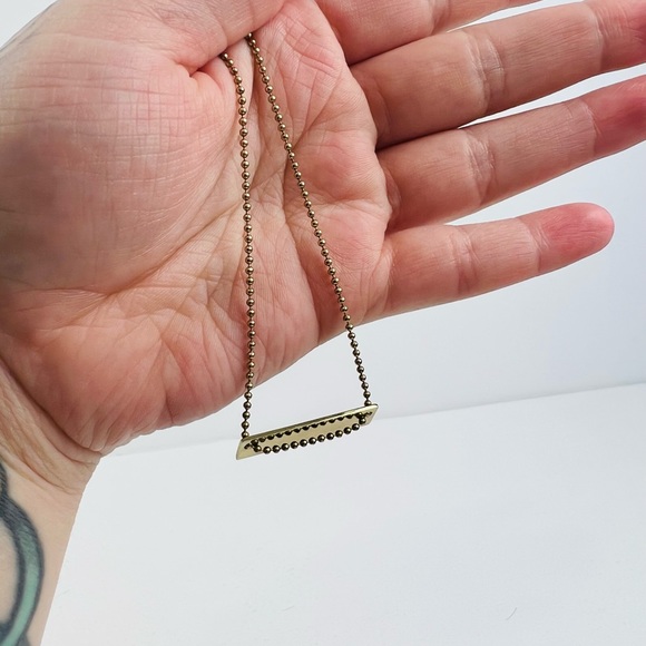 Stella McCartney Soft Gold Embossed Logo Name Plate Ball Chain Necklace - Picture 13 of 16